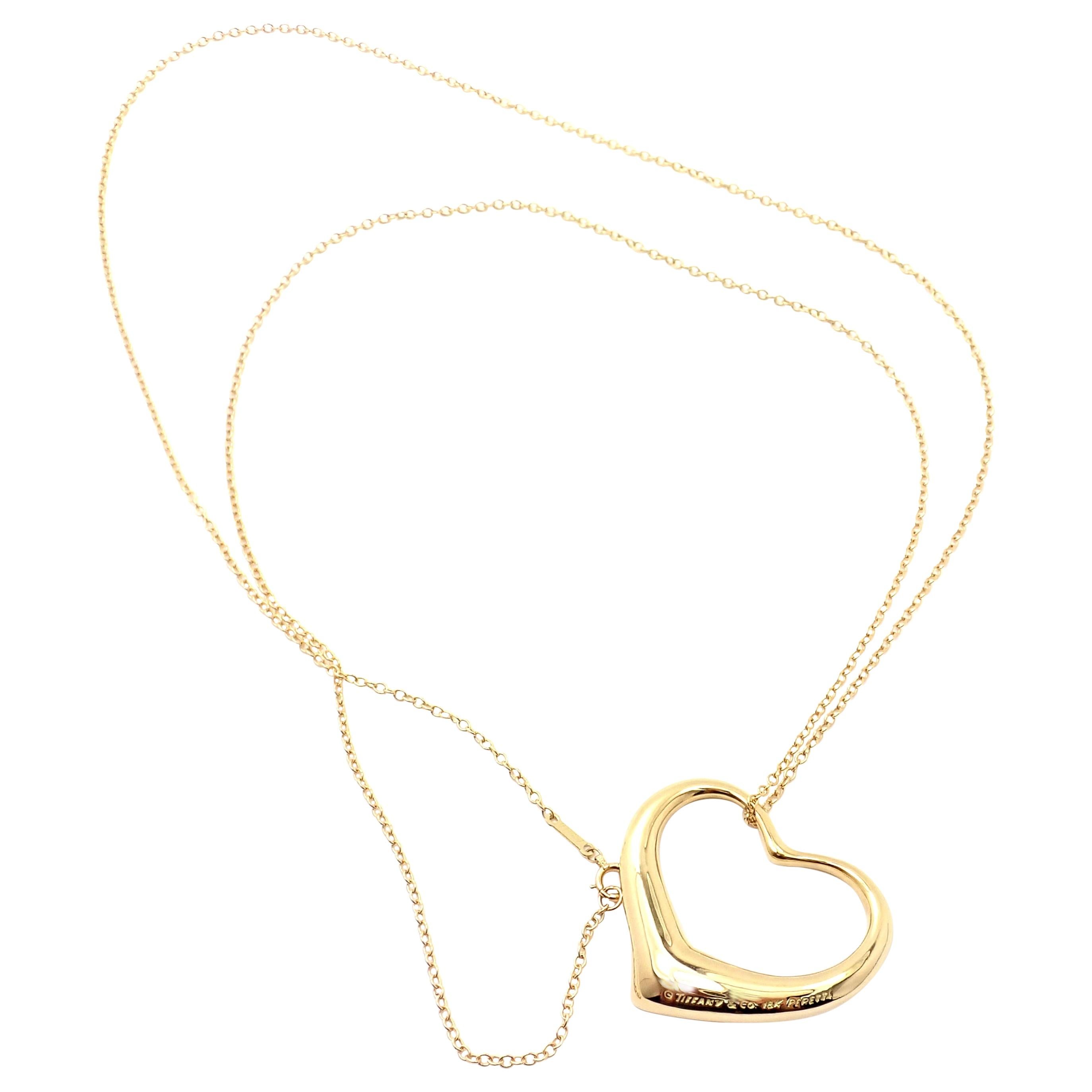 Tiffany & Co. Peretti Extra Large Open Heart Yellow Gold Pendant Necklace