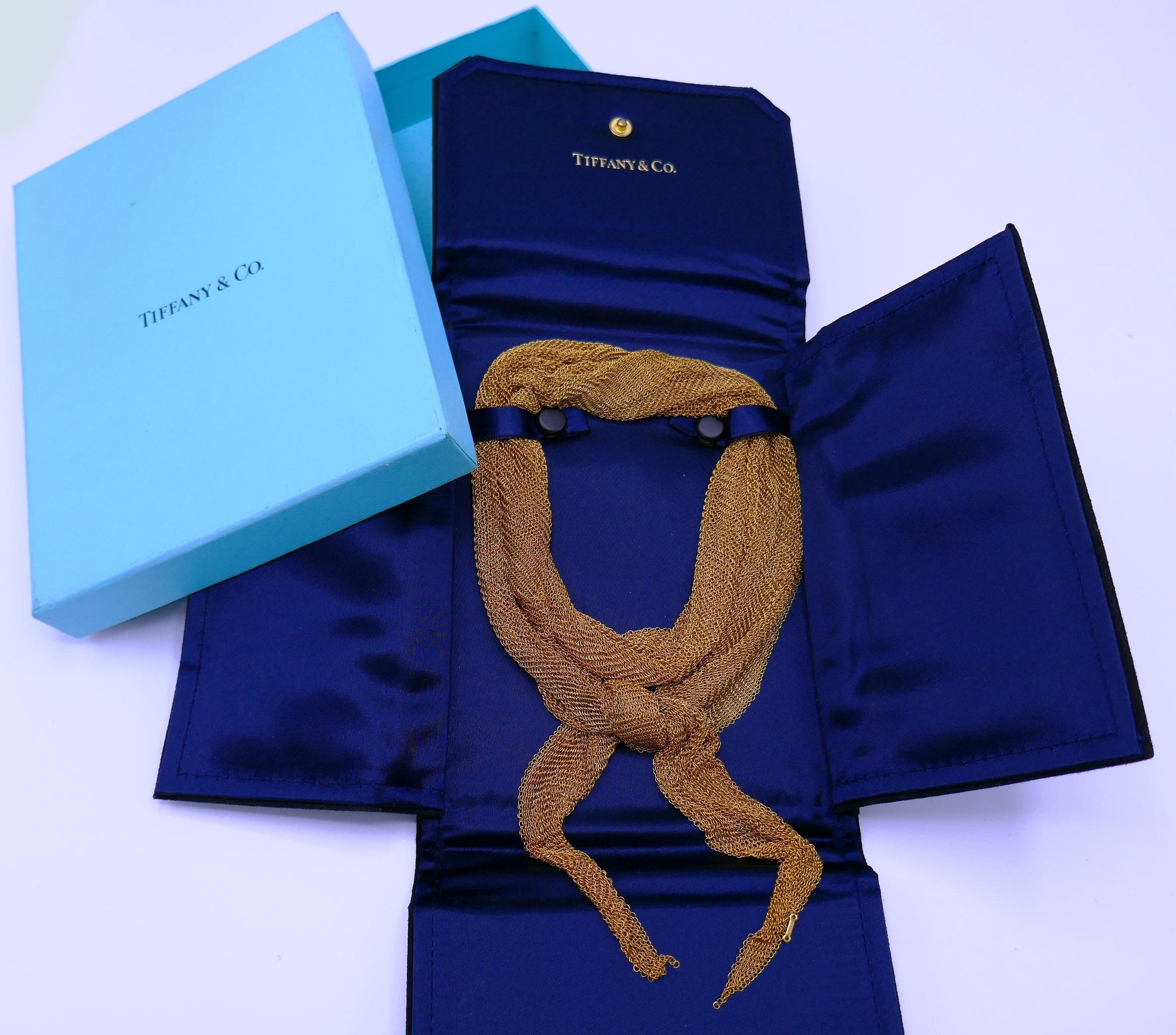 Tiffany & Co. Peretti Gold Mesh Scarf Necklace Large In Excellent Condition In Beverly Hills, CA