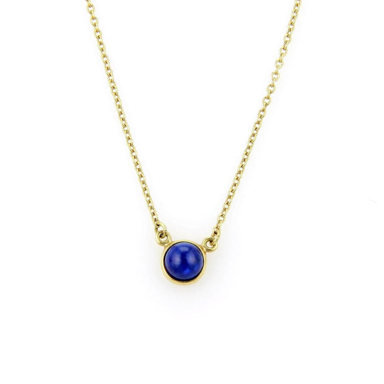 Tiffany & Co. Peretti Lapis by The Yard 18k Yellow Gold Pendant Necklace In Excellent Condition In Boca Raton, FL