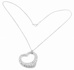 Tiffany & Co Peretti Large Open Heart Platinum Diamond Necklace