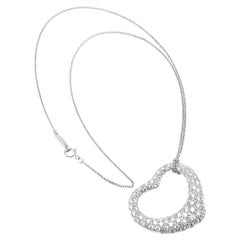 Tiffany & Co Peretti Large Open Heart Platinum Diamond Necklace