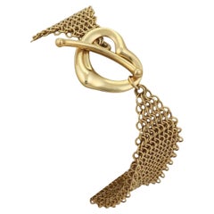 Tiffany & Co Peretti Mesh 18k Yellow Gold Heart Toggle Clasp Bracelet