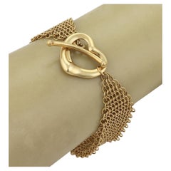 Tiffany & Co Peretti Mesh 18k Yellow Gold Heart Toggle Clasp Bracelet