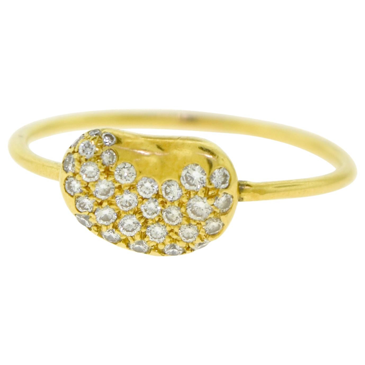 Tiffany and Co. Peretti Pave Diamond Flex Bean 18 Karat Yellow Gold Ring at  1stDibs | flexbean