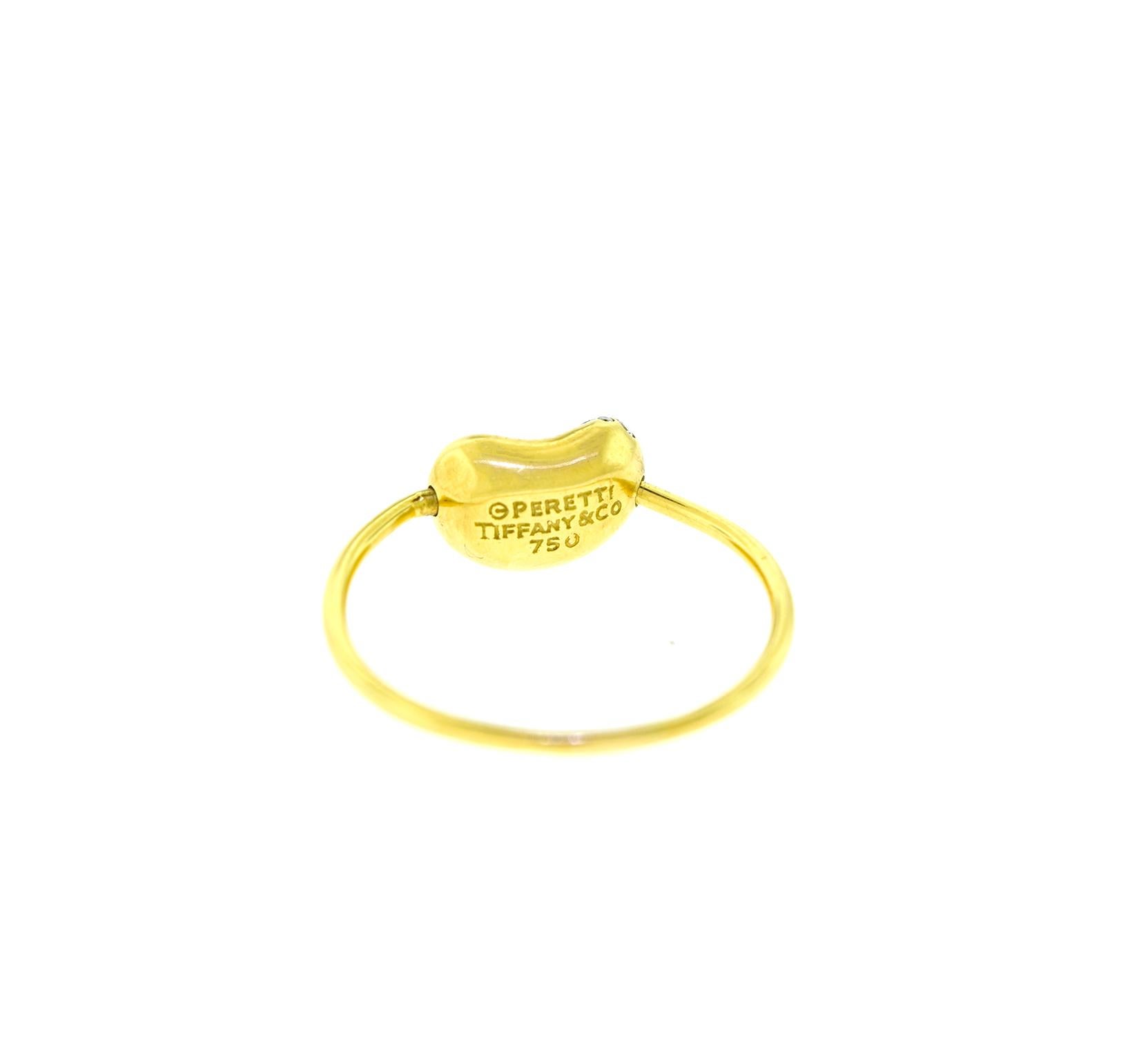 Tiffany & Co. Peretti Pave Diamond Flex Bean 18 Karat Yellow Gold Ring In Good Condition In Miami, FL