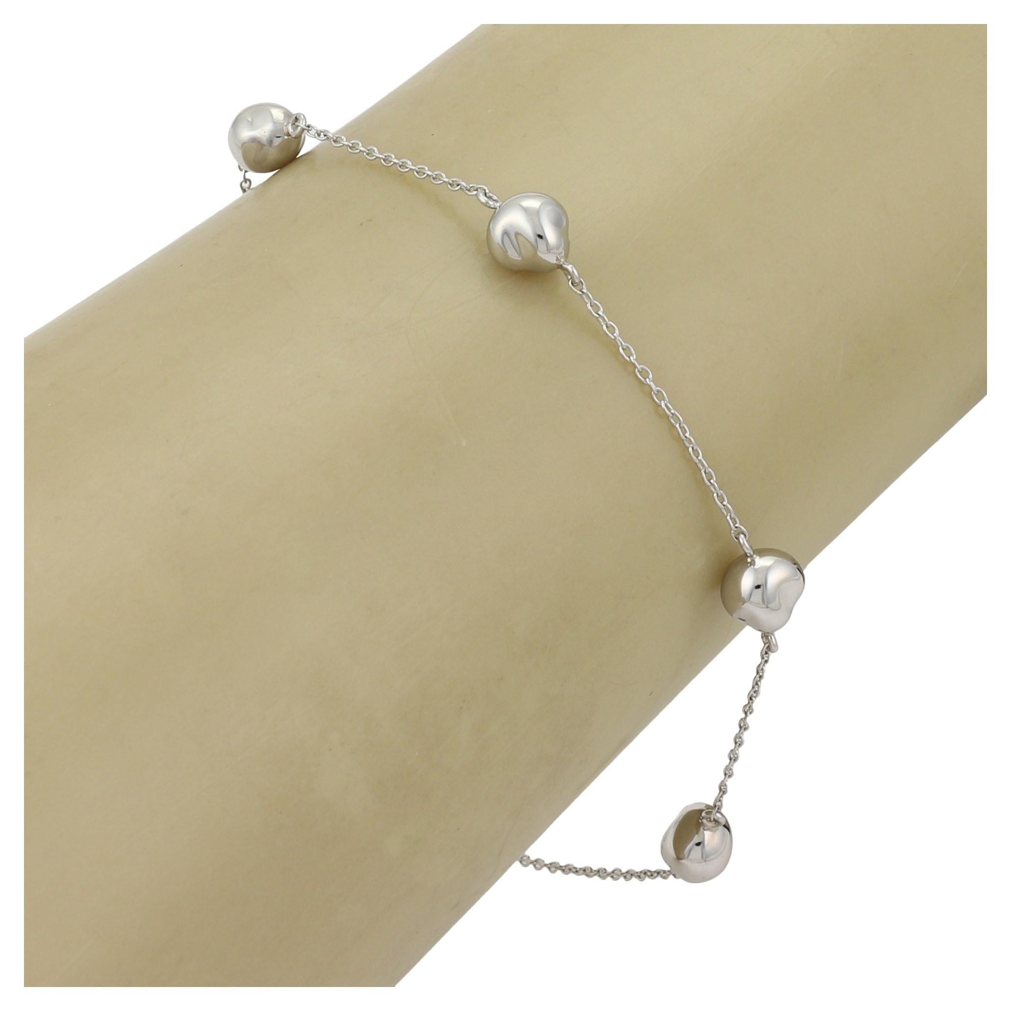 Tiffany & Co. Peretti Platinum 5 Nugget Charm Bracelet For Sale