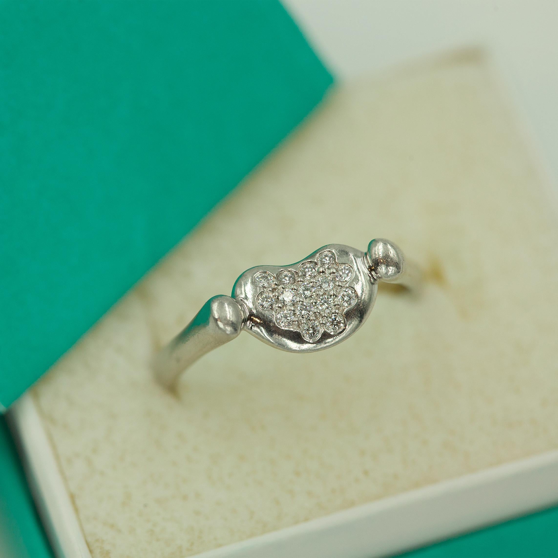 TIFFANY & CO Peretti Platinum Diamond Bean Ring 3