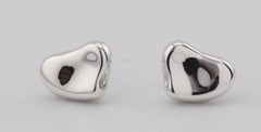 Tiffany & Co. Peretti Platinum Full Heart Stud Earrings