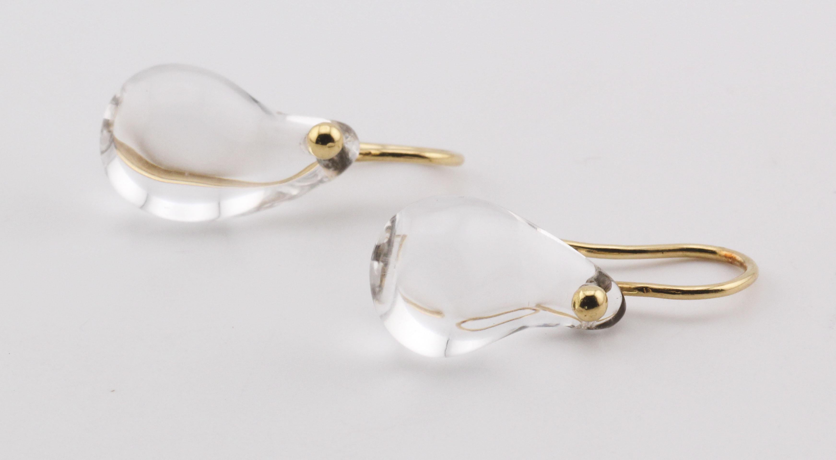 Taglio a goccia Tiffany & Co. Orecchini a goccia in cristallo di rocca Peretti in oro 18k in vendita