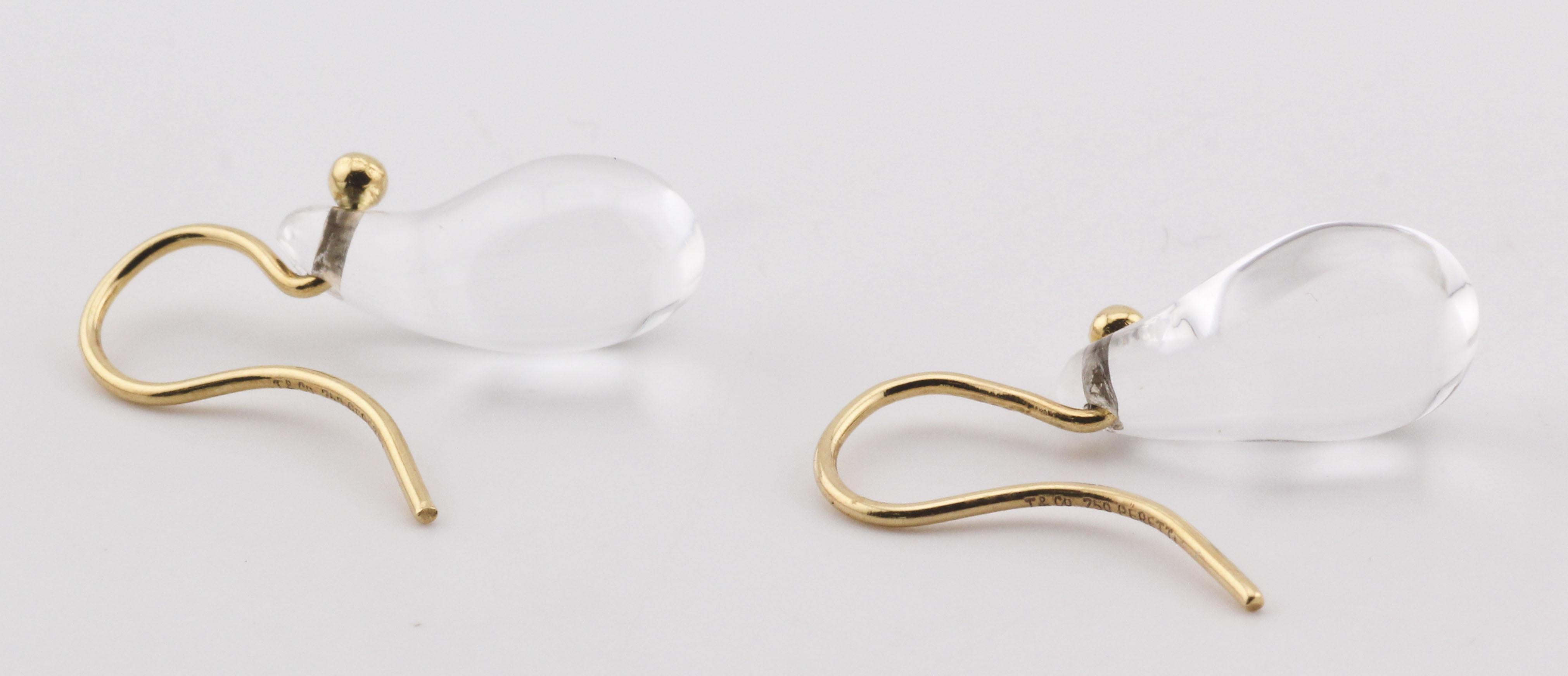 Donna Tiffany & Co. Orecchini a goccia in cristallo di rocca Peretti in oro 18k in vendita