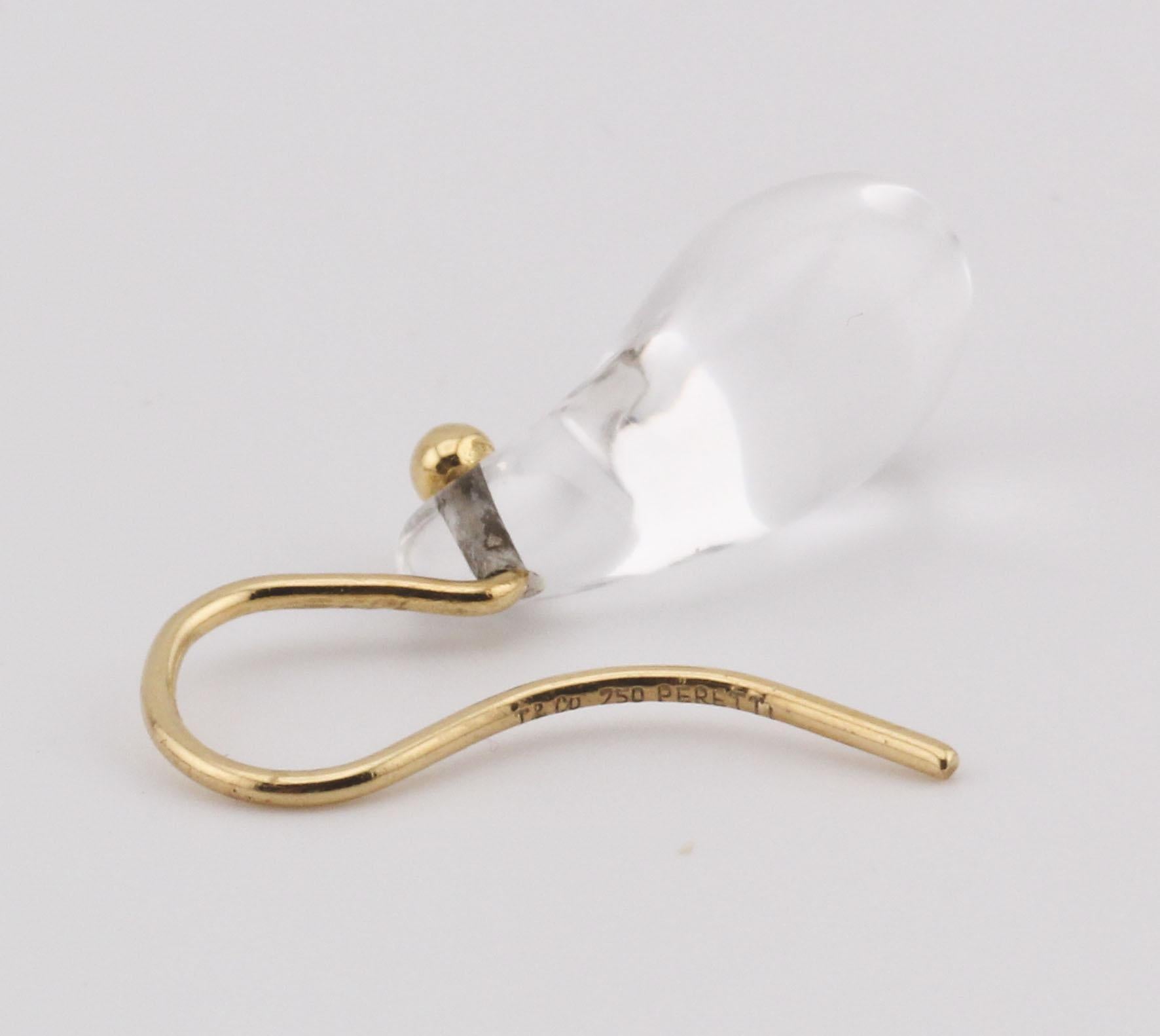 Tiffany & Co. Orecchini a goccia in cristallo di rocca Peretti in oro 18k in vendita 1
