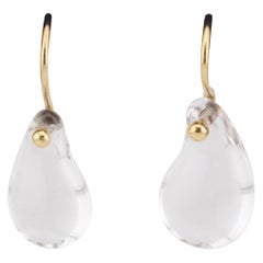 Tiffany & Co. Peretti Rock Crystal 18k Gold Teardrop Earrings