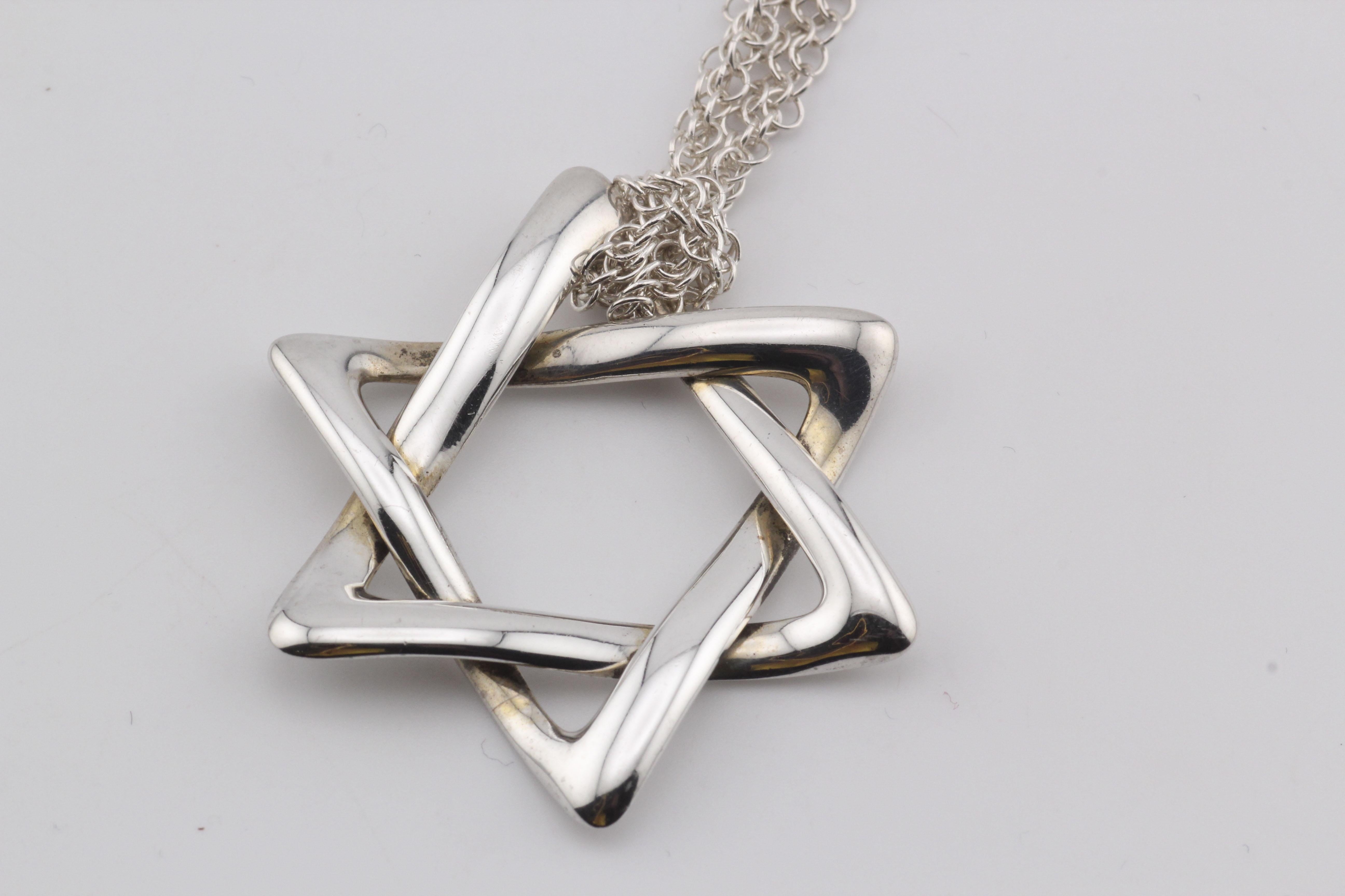 Tiffany & Co. Peretti Star of David Sterling Silver Extra Large Mesh Necklace In Good Condition In Simpsonville, SC