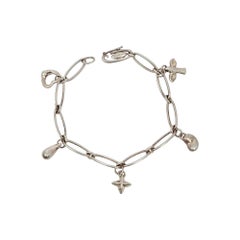 Tiffany & Co Peretti Sterling Silver Charm Bracelet Heart Bean Dove Star #20138