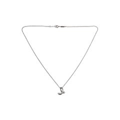 Tiffany & Co Peretti Sterling Silver Diamond Alphabet E Pendant Necklace #24608