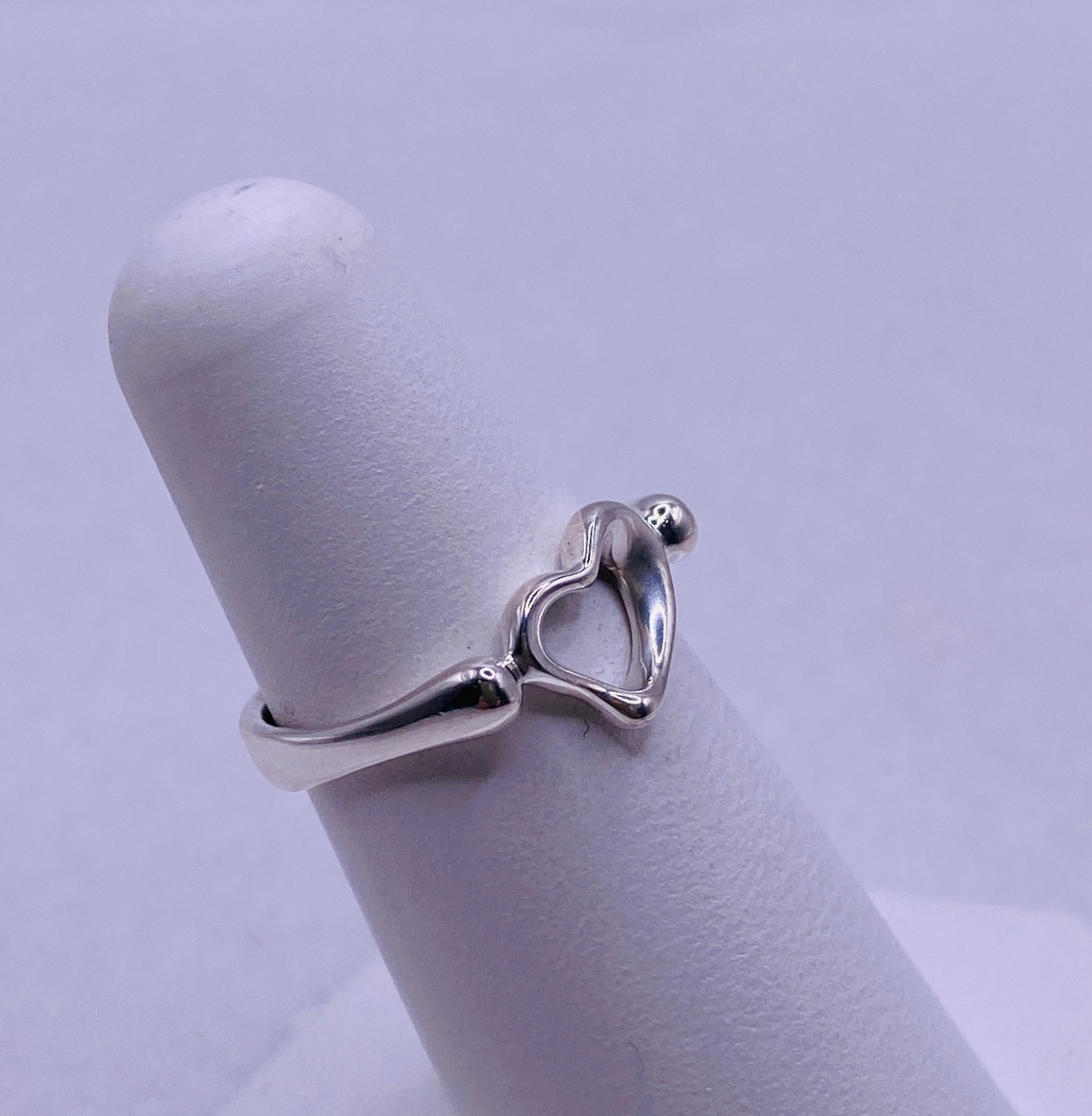 Women's or Men's Tiffany & Co Peretti Sterling Silver Open Heart Ring For Sale