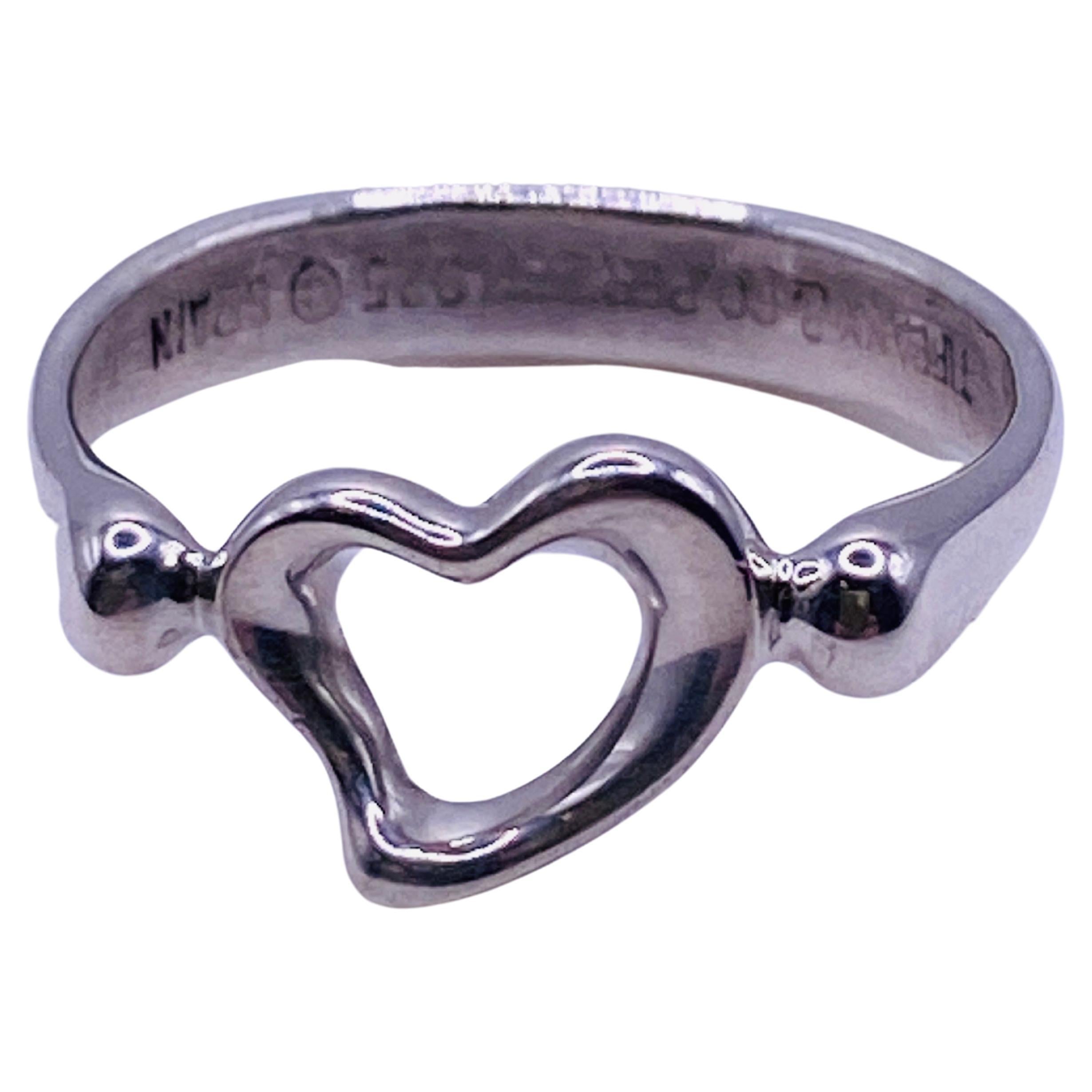 Tiffany & Co Peretti Sterling Silver Open Heart Ring For Sale