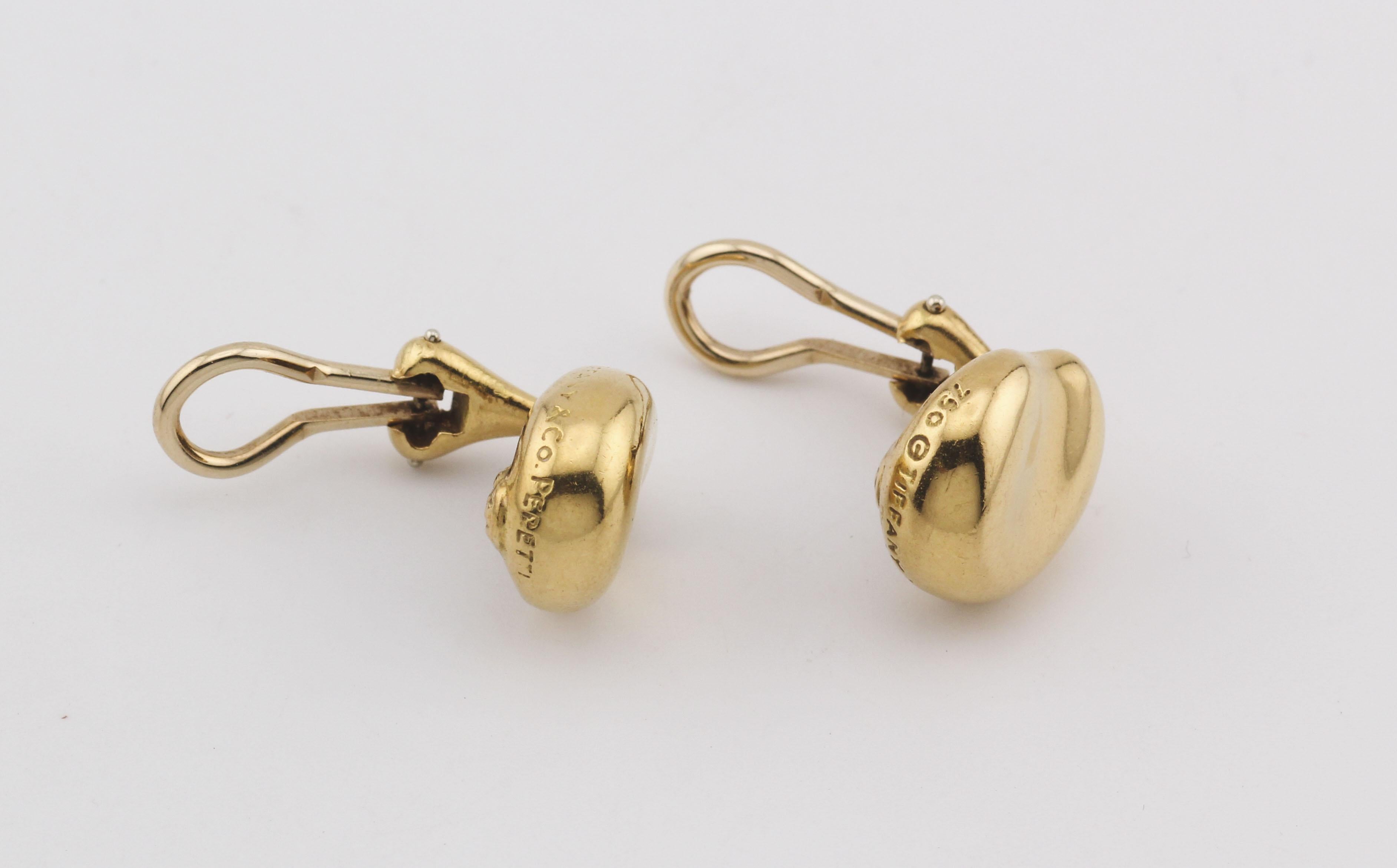 Women's Tiffany & Co Peretti Vintage 18k Gold Bean Earrings
