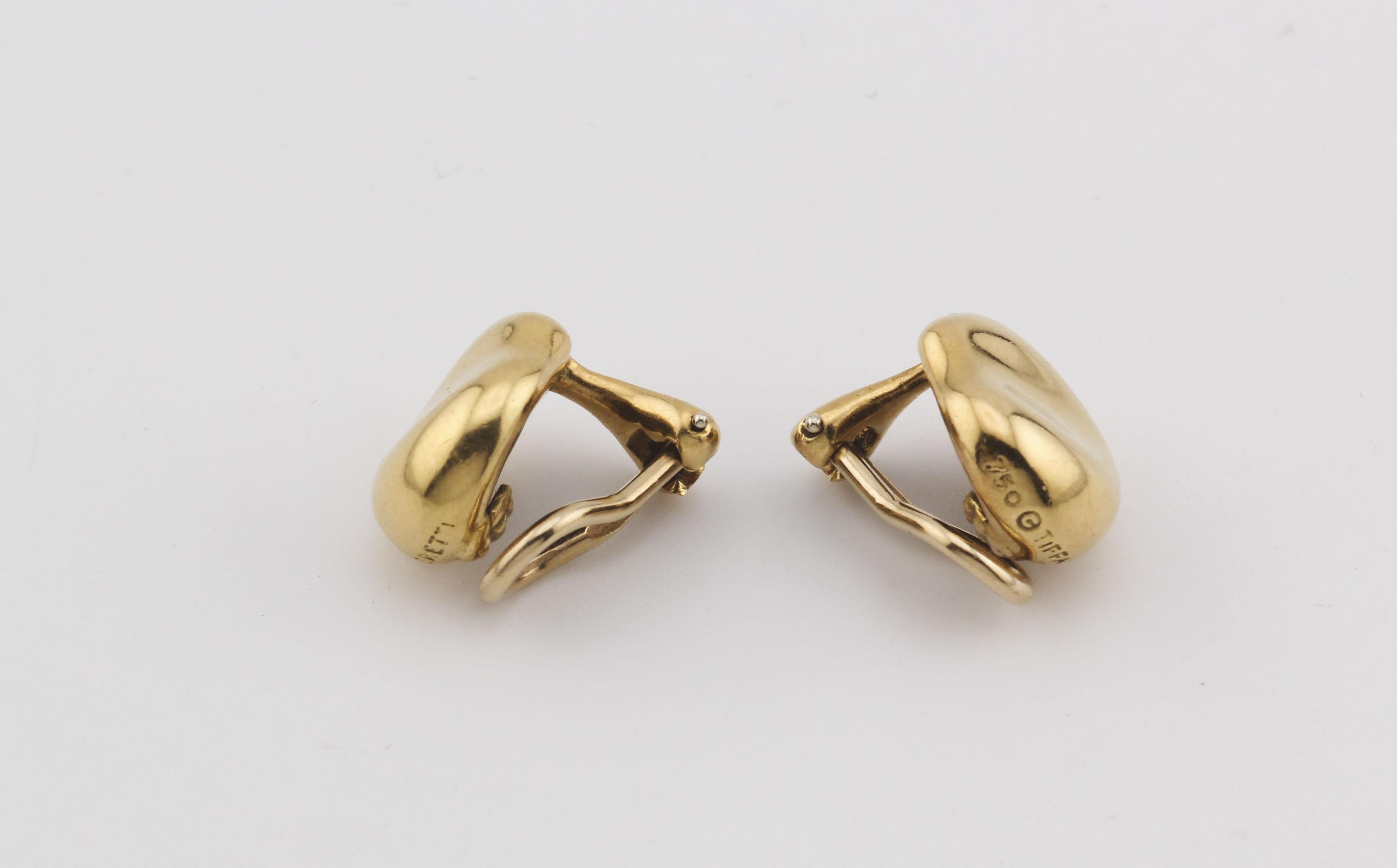 Tiffany & Co Peretti Vintage 18k Gold Bean Earrings 1