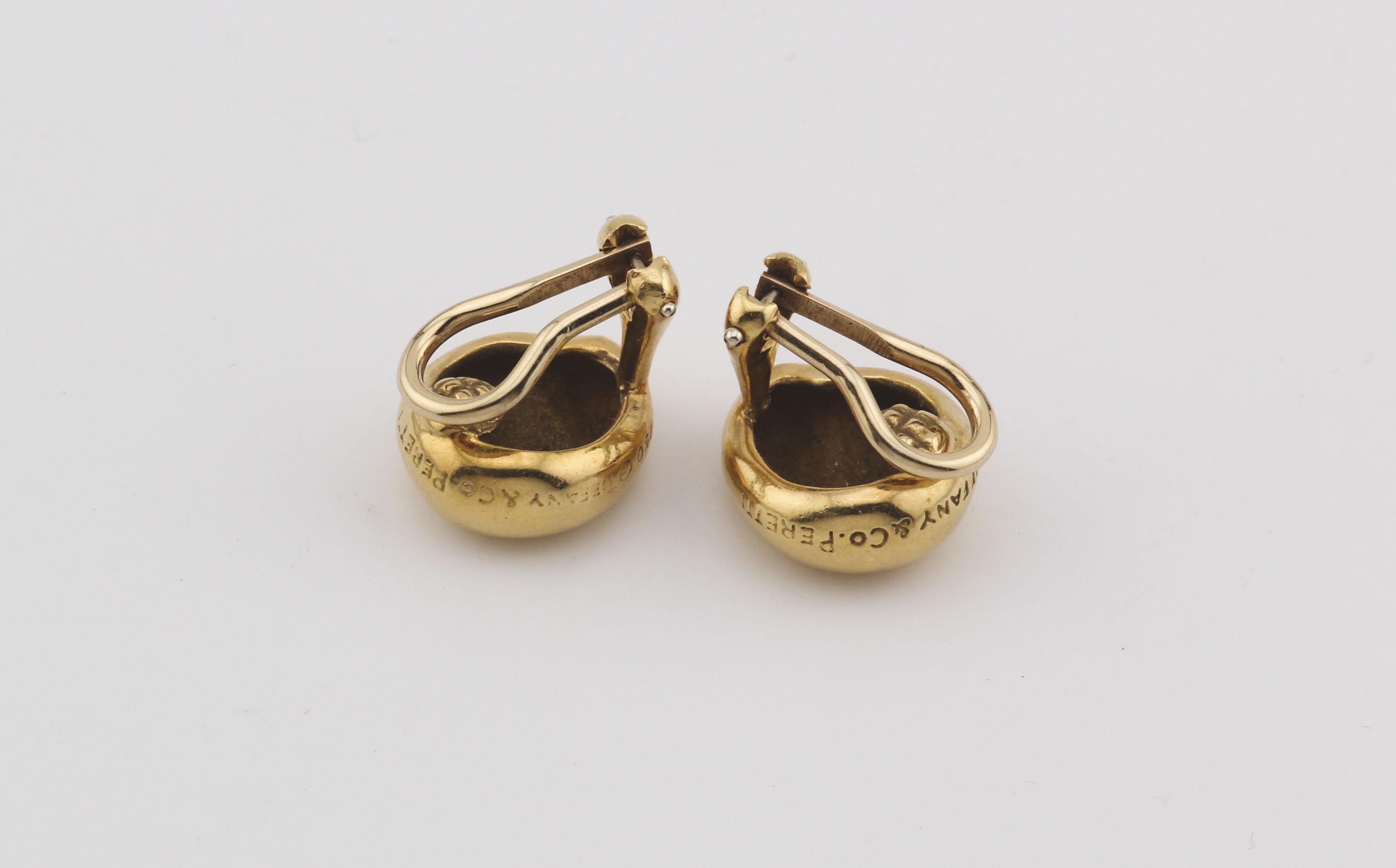 Tiffany & Co Peretti Vintage 18k Gold Bean Earrings 2