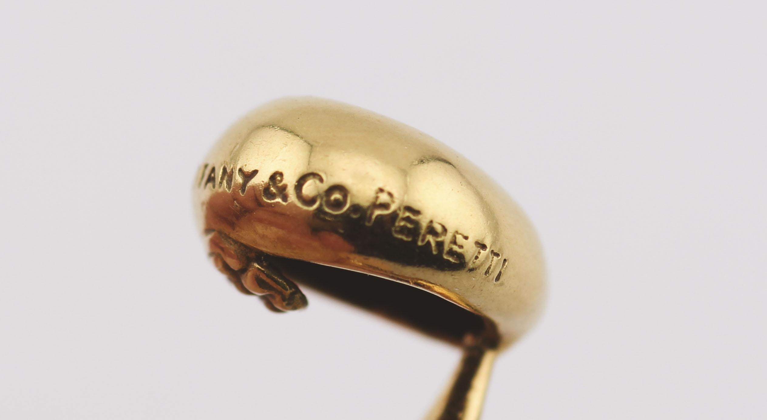 Tiffany & Co Peretti Vintage 18k Gold Bean Earrings 4