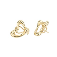 Tiffany & Co Peretti Yellow Gold Heart Post Earrings