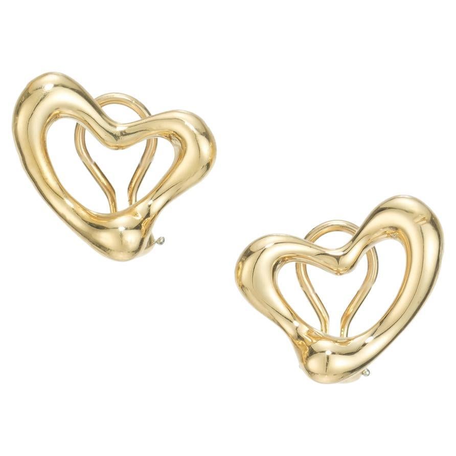 Tiffany & Co Peretti Yellow Gold Heart Post Earrings