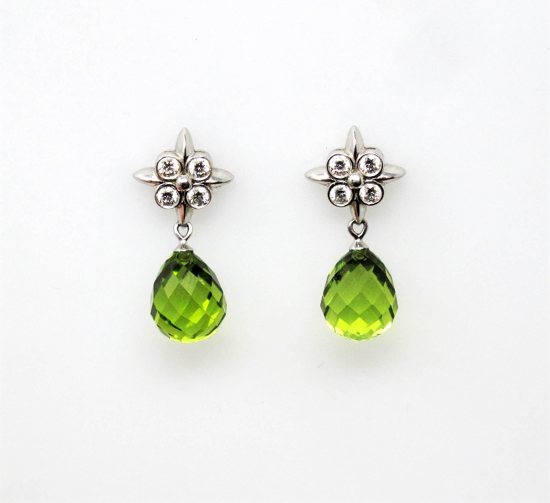 Women's Tiffany & Co. Peridot Briolette Drop Lace Earrings with Diamonds in Platinum