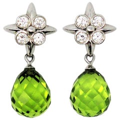 Tiffany & Peridot Briolette Drop Lace Ohrringe mit Diamanten in Platin