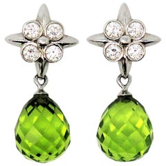 Tiffany & Co. Peridot Briolette Drop Lace Earrings with Diamonds in Platinum