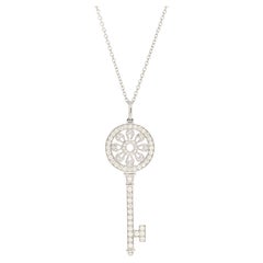 Tiffany & Co. Petals Key Pendant Necklace Platinum with Diamonds Mini