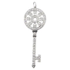 Tiffany & Co. Petals Platinum Diamond Key Pendant Charm
