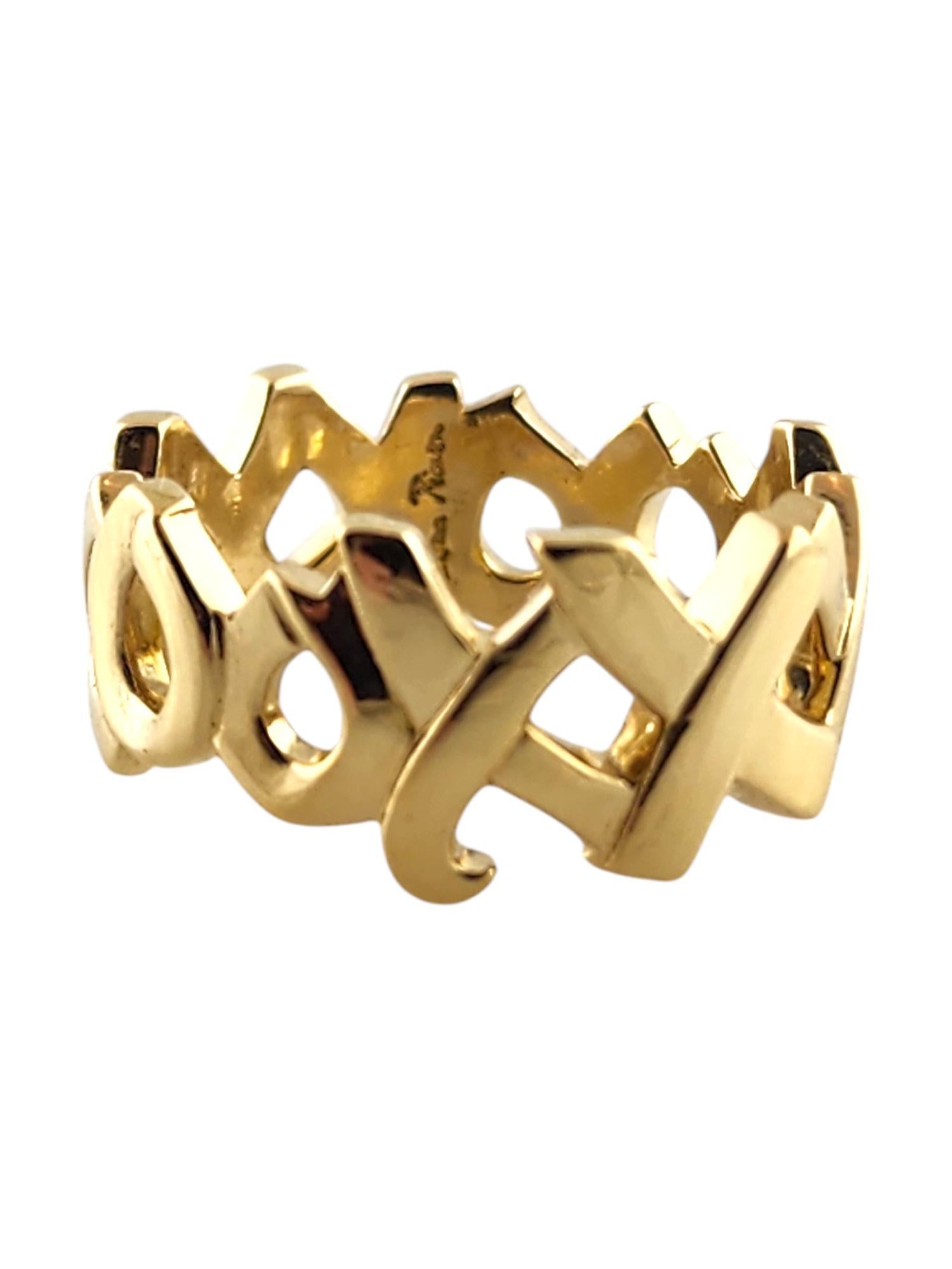 Tiffany & Co Picasso 18 Karat Yellow Gold XO Ring Size 7

This beautiful ring by designer Tiffany & Co was meticulously crafted from 18K yellow gold in their beautiful XO pattern!

Ring size: 7
Shank: 6.7mm- 10.0mm

Weight: 8.46 g/ 5.44