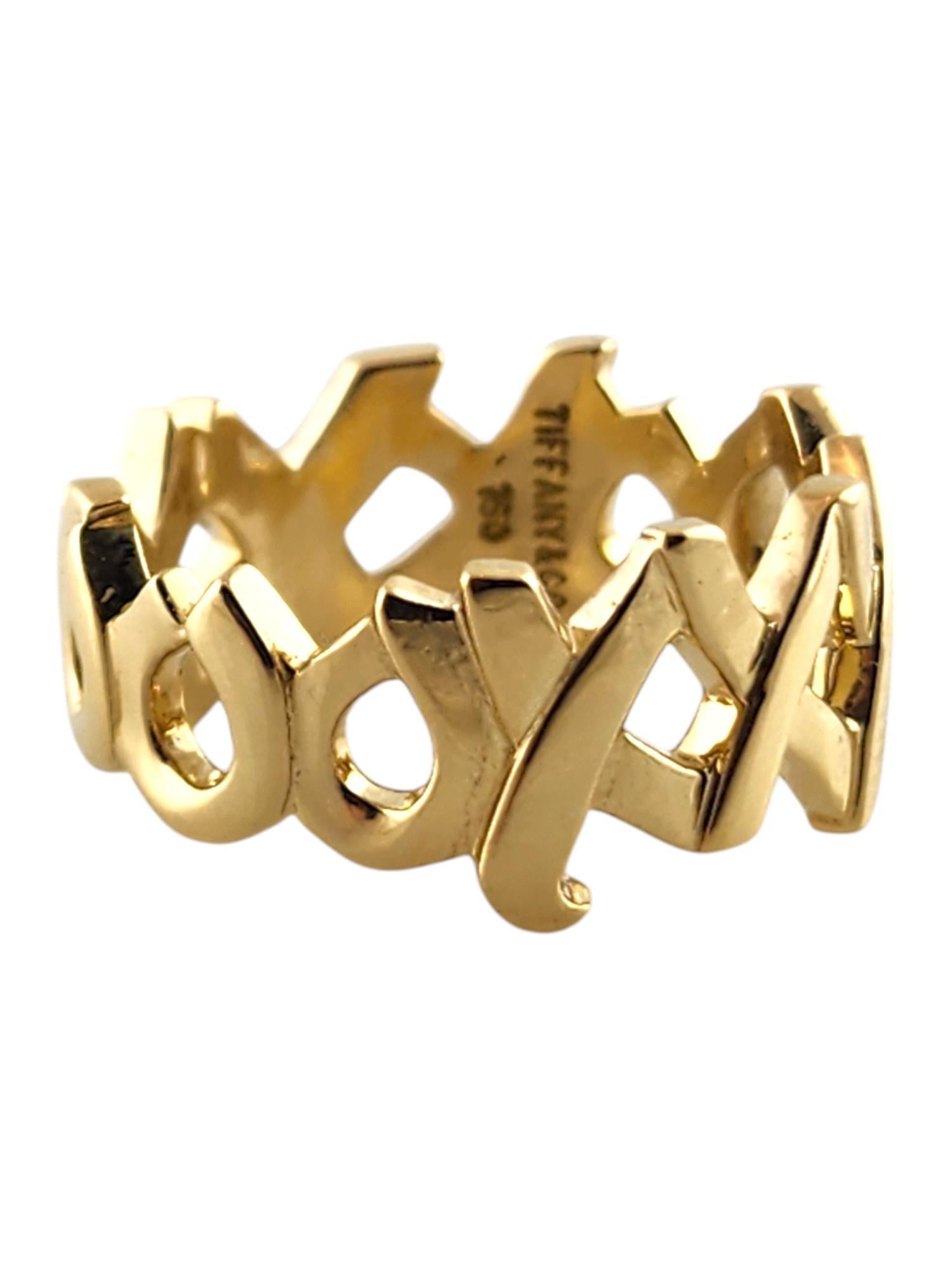 Contemporary Tiffany & Co Picasso 18 Karat Yellow Gold XO Ring Size 7 #19376
