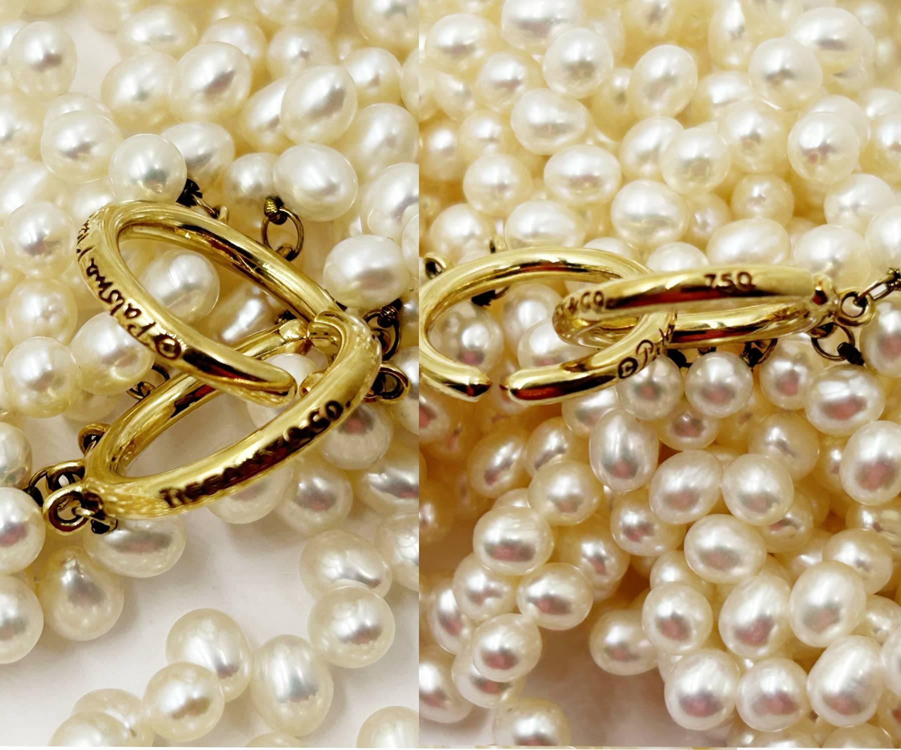 Donna Tiffany & Co. Picasso, collana con 8 fili di perle d'acqua dolce in oro 18 carati 750. in vendita
