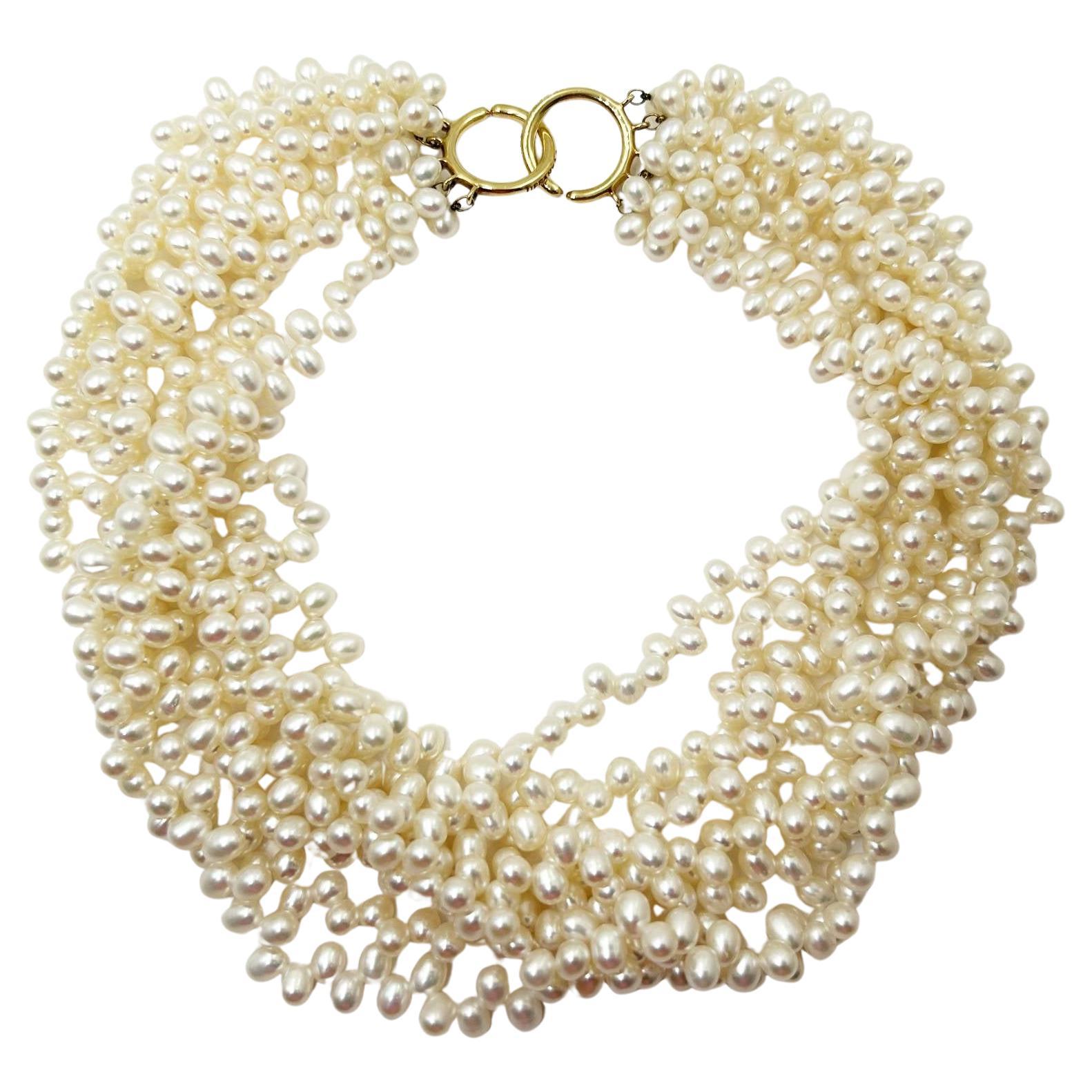 Tiffany &Co Picasso 18K 750 Gold Freshwater Pearl 8 Strands Choker Necklace