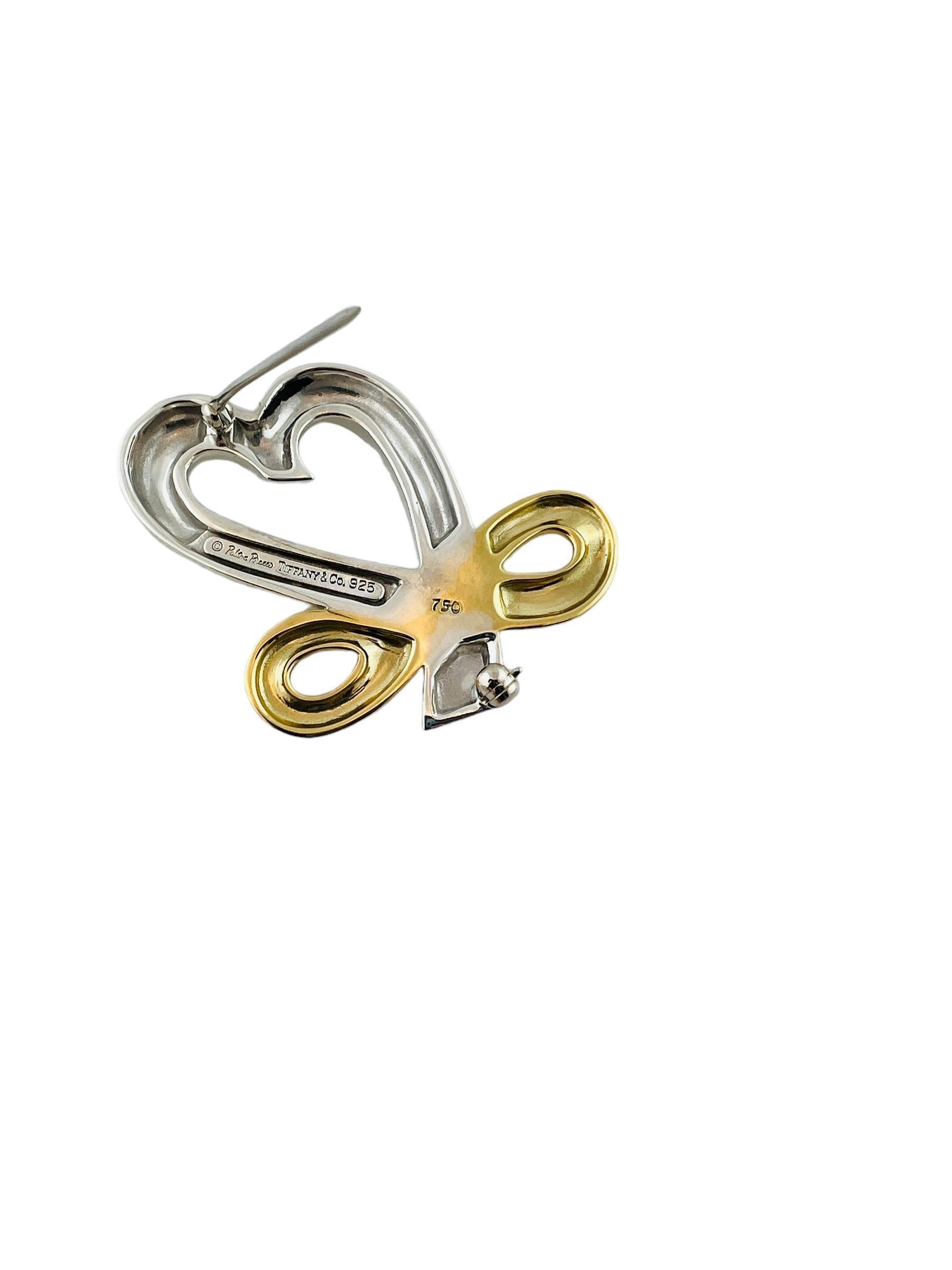 Tiffany & Co. Picasso 18K Gold Sterling Open Heart Infinity Brooch #15427 For Sale 2