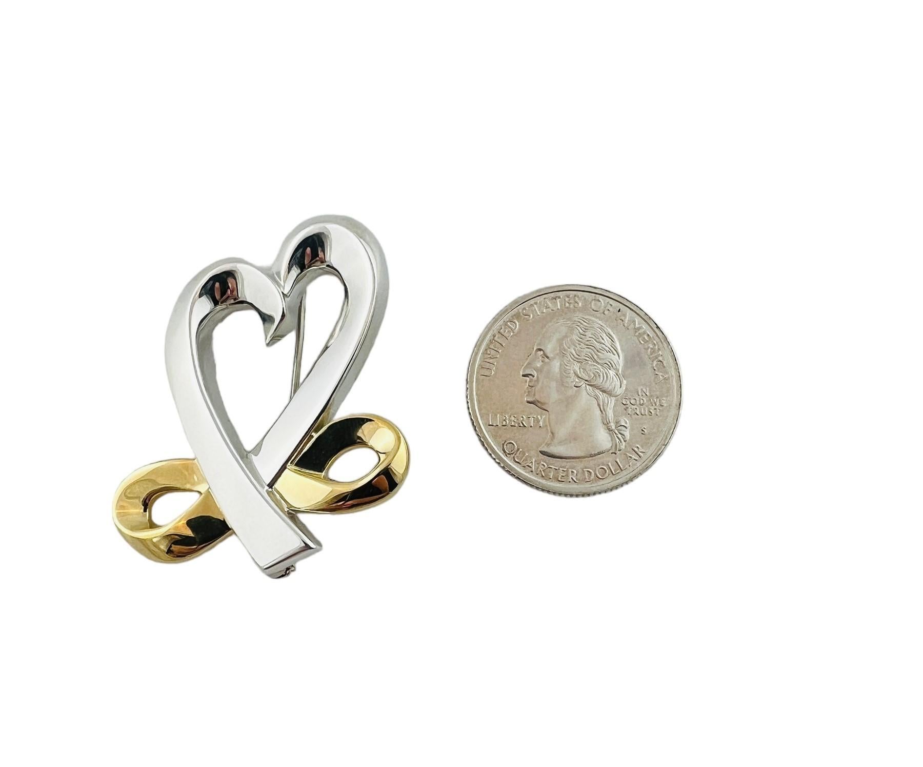 Tiffany & Co. Picasso 18K Gold Sterling Open Heart Infinity Brooch #15427 For Sale 4