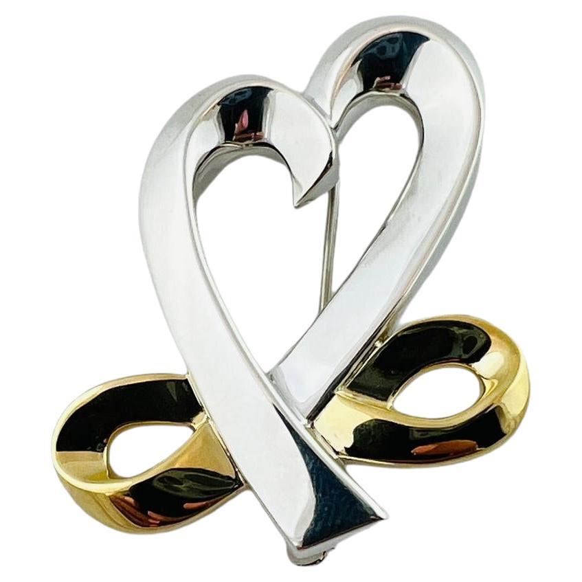 Tiffany & Co. Picasso 18K Gold Sterling Open Heart Infinity Brooch #15427