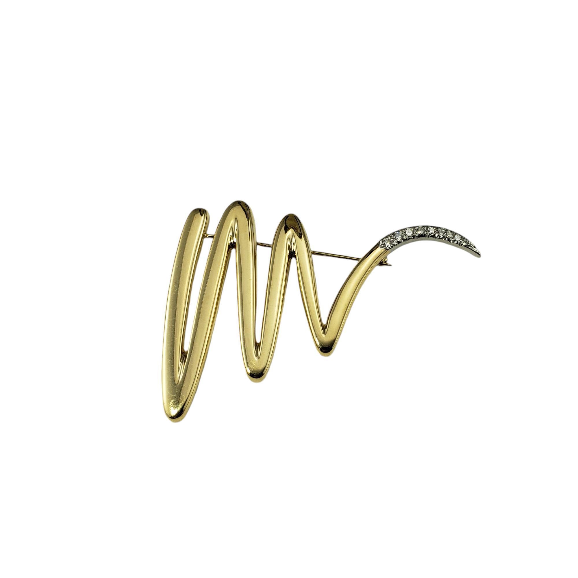 Contemporary Tiffany & Co. Picasso 18K Yellow Gold Platinum Diamond Zig Zag Brooch #18945 For Sale