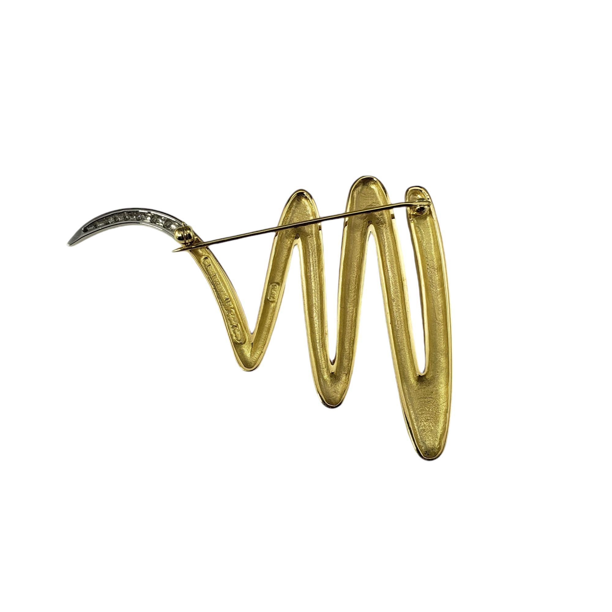 Brilliant Cut Tiffany & Co. Picasso 18K Yellow Gold Platinum Diamond Zig Zag Brooch #18945 For Sale