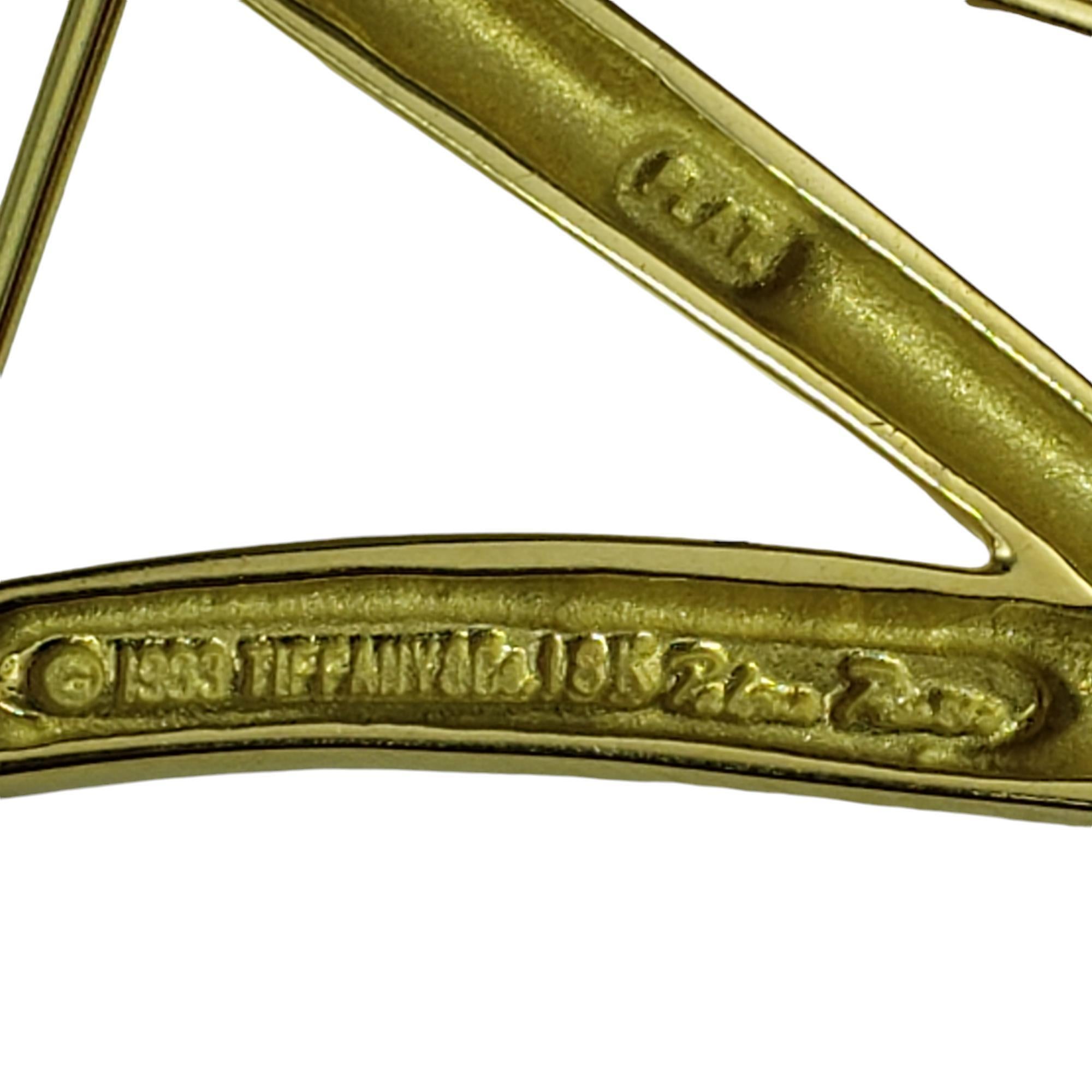 Tiffany & Co. Picasso 18K Yellow Gold Platinum Diamond Zig Zag Brooch #18945 In Good Condition For Sale In Washington Depot, CT