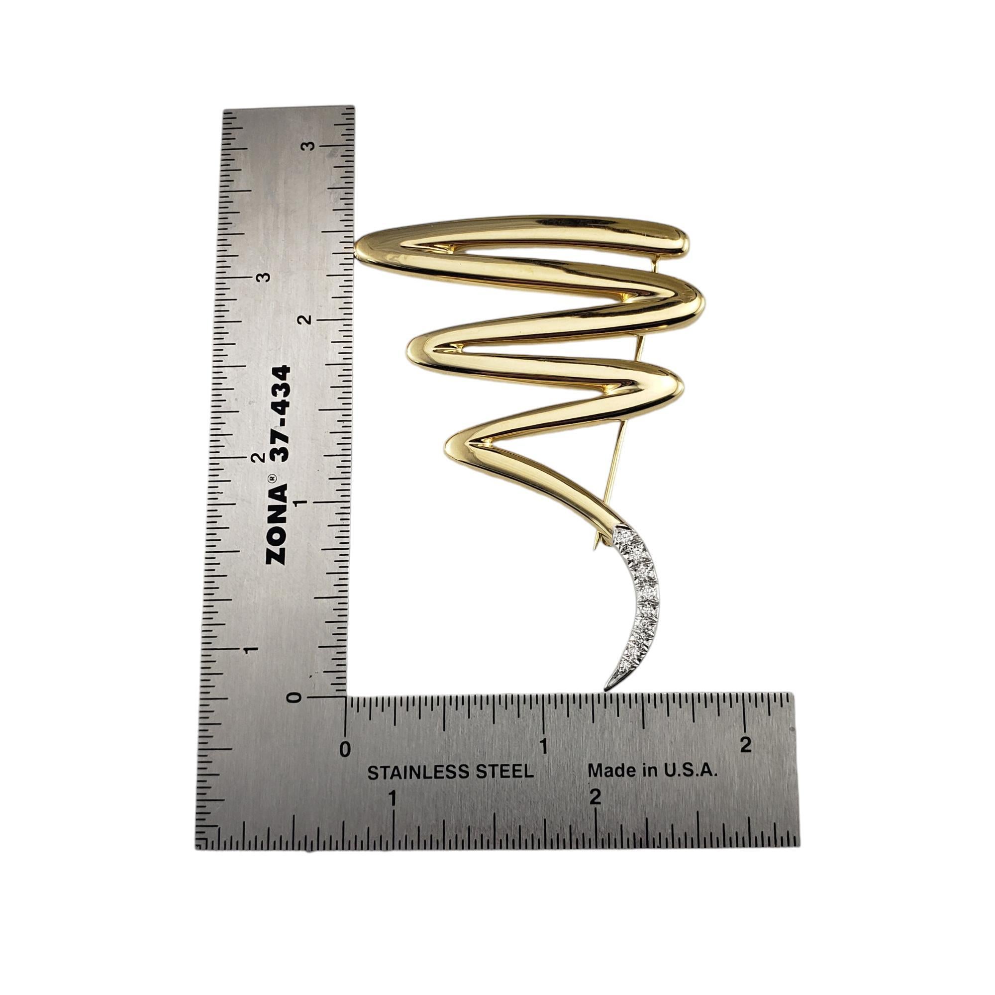 Women's Tiffany & Co. Picasso 18K Yellow Gold Platinum Diamond Zig Zag Brooch #18945 For Sale