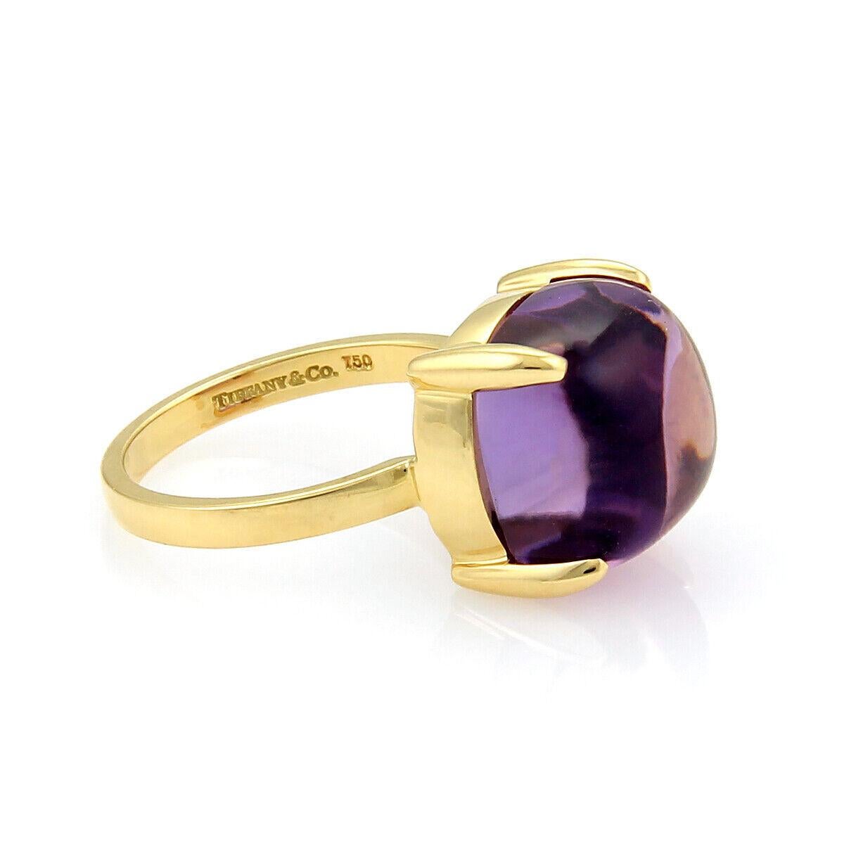 Modern Tiffany & Co. Picasso Amethyst Sugar Stacks 18k Yellow Gold Ring Size 6.5