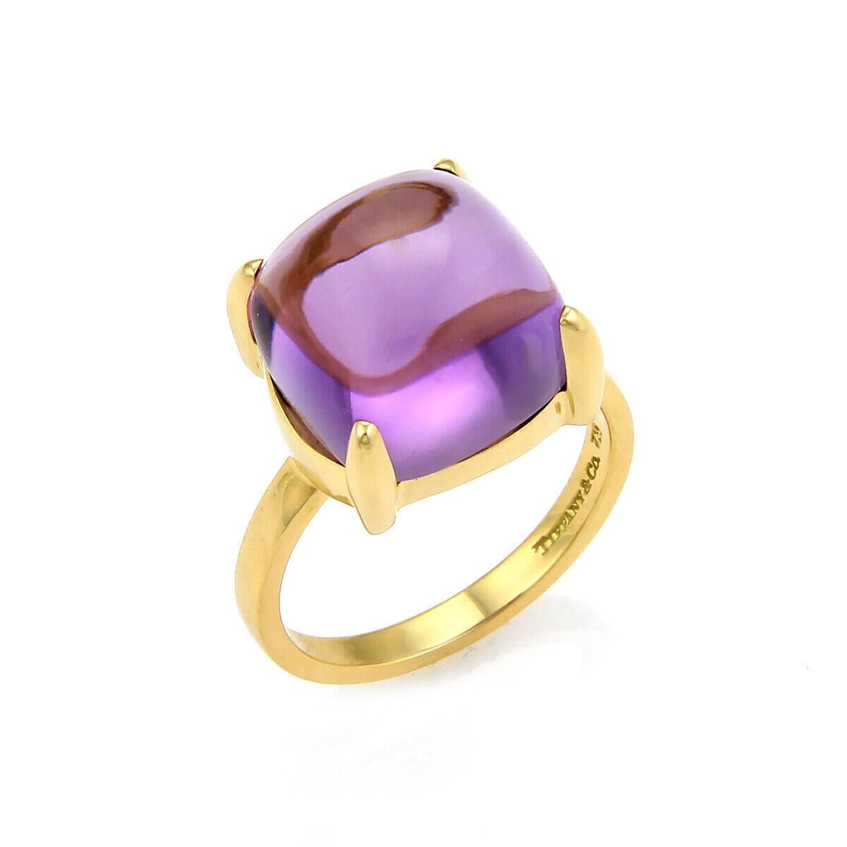 Cabochon Tiffany & Co. Picasso Amethyst Sugar Stacks 18k Yellow Gold Ring Size 6.5