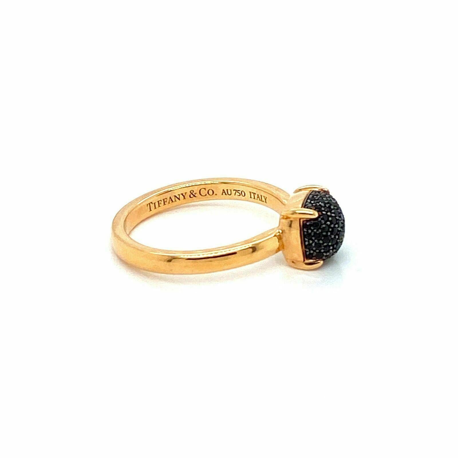 Women's Tiffany & Co. Picasso Black Spinel Sugar Stacks 18k Rose Gold Ring - Size 4.5