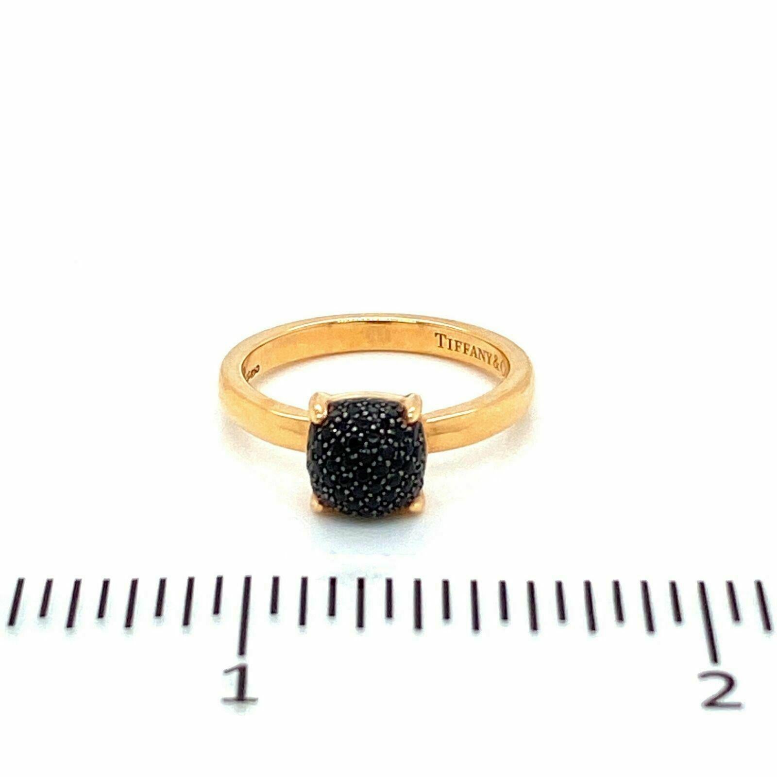 Tiffany & Co. Picasso Black Spinel Sugar Stacks 18k Rose Gold Ring - Size 4.5 3