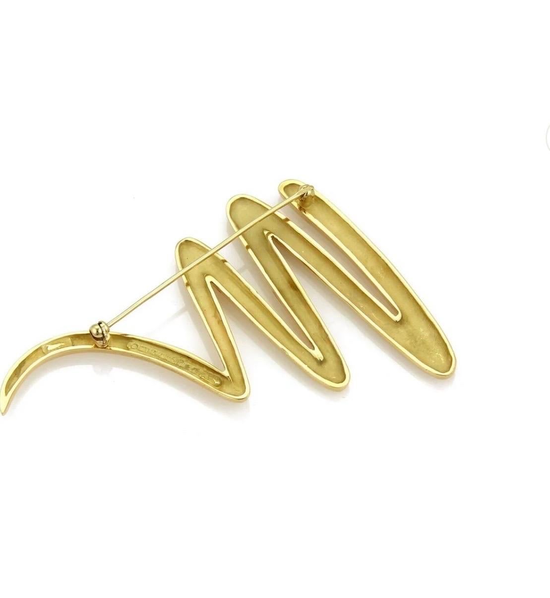 Tiffany & Co. Épingle/broche en or jaune 18 carats Picasso, grand Zig Zag, 31 gm Excellent état - En vente à New York, NY
