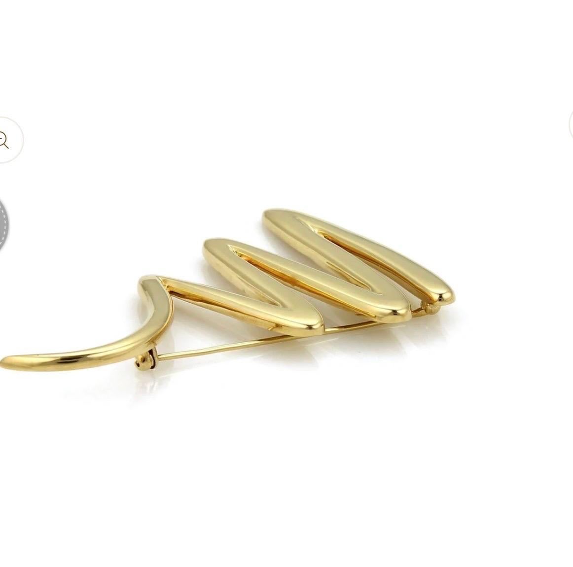 Tiffany & Co. Épingle/broche en or jaune 18 carats Picasso, grand Zig Zag, 31 gm en vente 1
