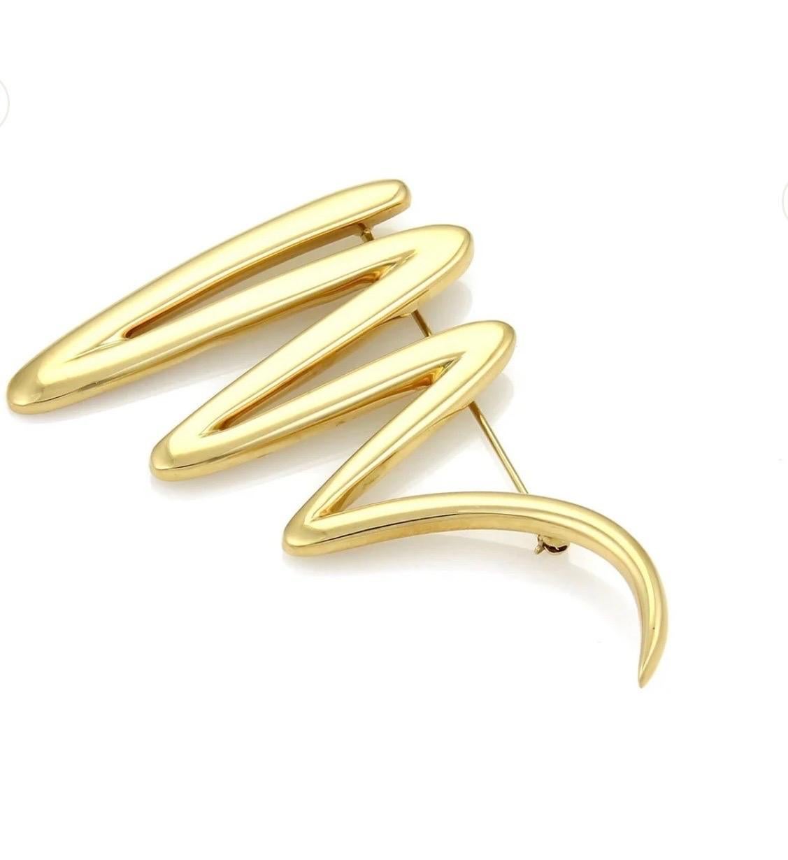 Tiffany & Co. Épingle/broche en or jaune 18 carats Picasso, grand Zig Zag, 31 gm en vente 2